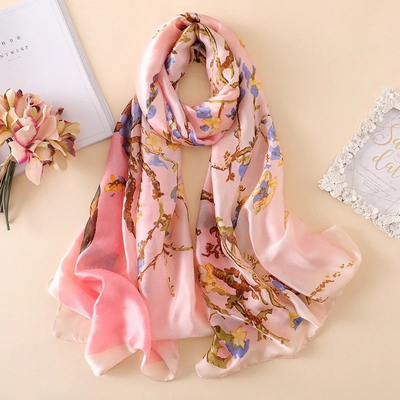 Fashion Women 100% Pure Silk Scarf Female Luxury Brand Print Paisley Foulard Shawls and Scarves Beach Cover-Ups SFN163