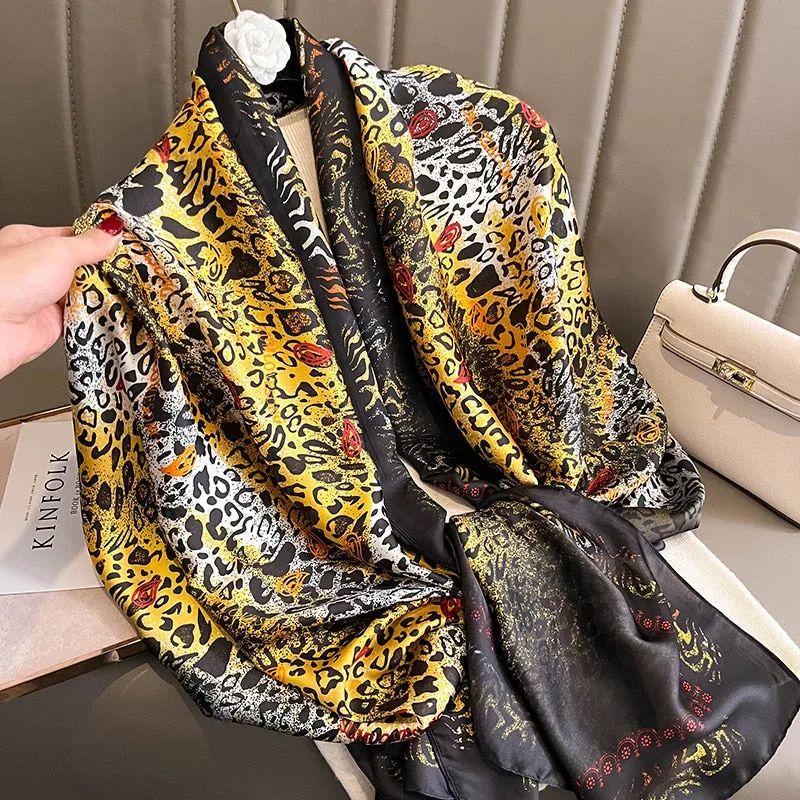 Fashion Women 100% Pure Silk Scarf Female Luxury Brand Print Paisley Foulard Shawls and Scarves Beach Cover-Ups SFN163