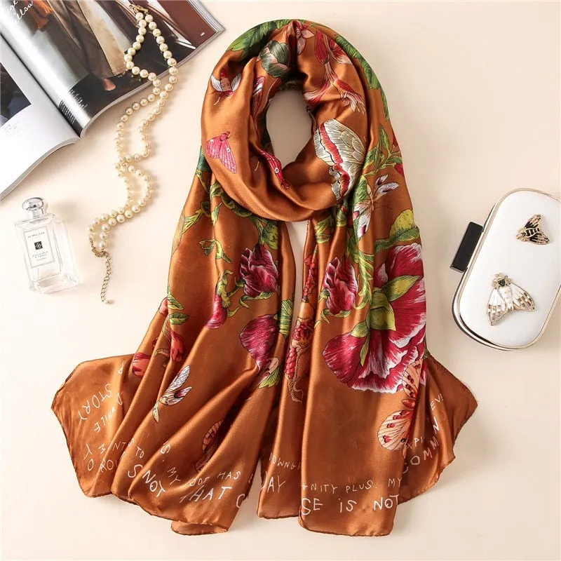 Fashion Women 100% Pure Silk Scarf Female Luxury Brand Print Paisley Foulard Shawls and Scarves Beach Cover-Ups SFN163