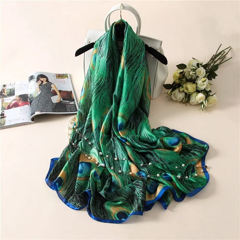 Fashion Women 100% Pure Silk Scarf Female Luxury Brand Print Paisley Foulard Shawls and Scarves Beach Cover-Ups SFN163