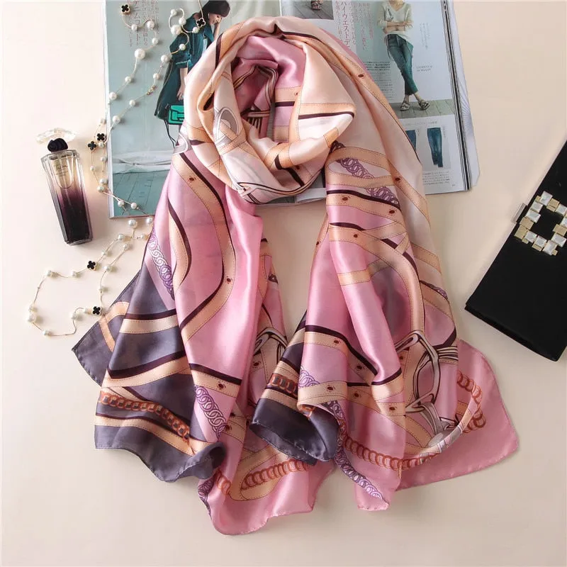 Fashion Women 100% Pure Silk Scarf Female Luxury Brand Print Paisley Foulard Shawls and Scarves Beach Cover-Ups SFN163