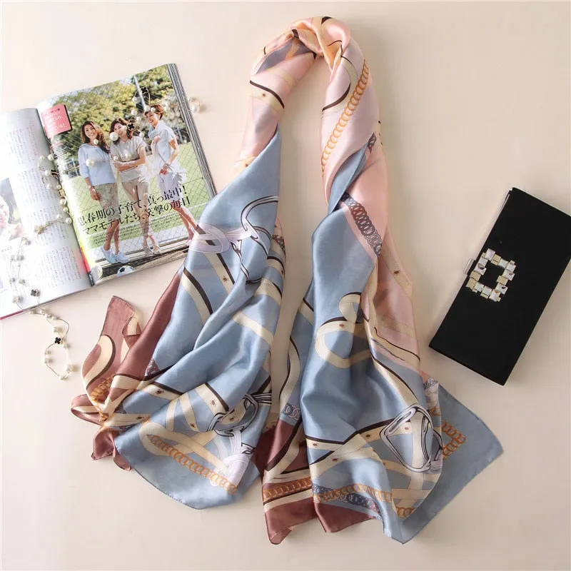 Fashion Women 100% Pure Silk Scarf Female Luxury Brand Print Paisley Foulard Shawls and Scarves Beach Cover-Ups SFN163