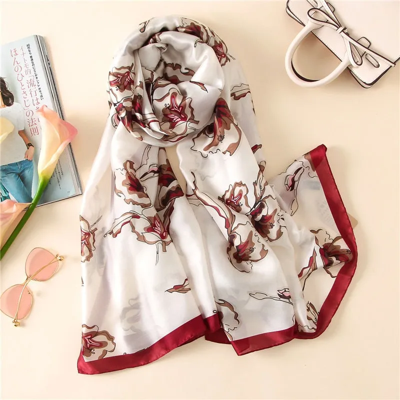 Fashion Women 100% Pure Silk Scarf Female Luxury Brand Print Paisley Foulard Shawls and Scarves Beach Cover-Ups SFN163