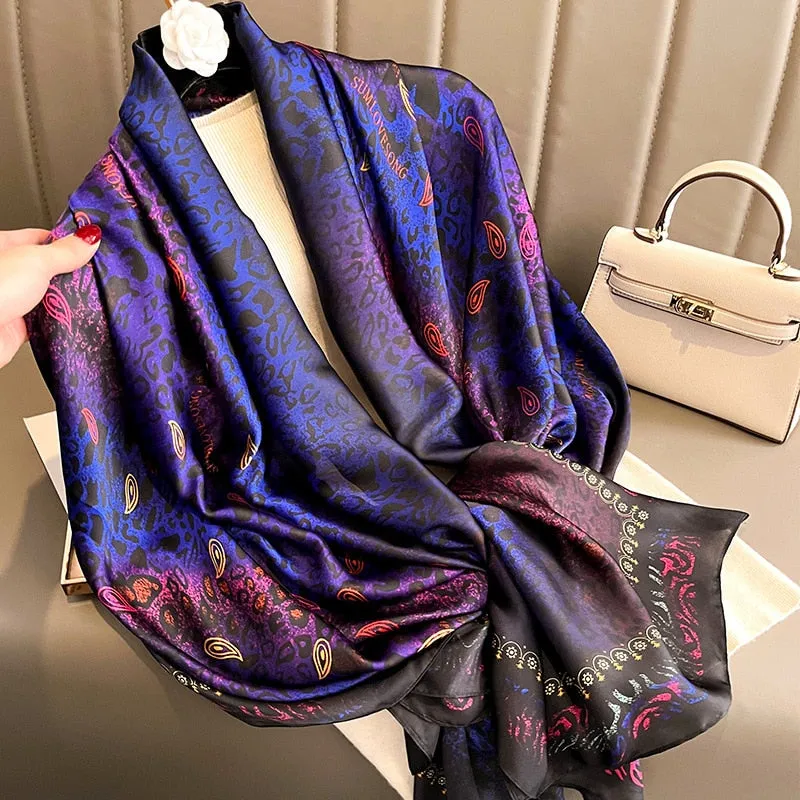 Fashion Women 100% Pure Silk Scarf Female Luxury Brand Print Paisley Foulard Shawls and Scarves Beach Cover-Ups SFN163