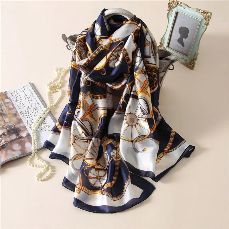 Fashion Women 100% Pure Silk Scarf Female Luxury Brand Print Paisley Foulard Shawls and Scarves Beach Cover-Ups SFN163