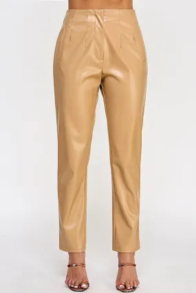 Faux Leather Beige Pants