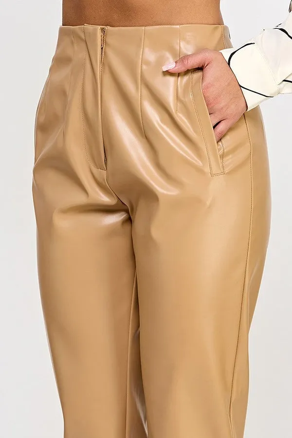 Faux Leather Beige Pants