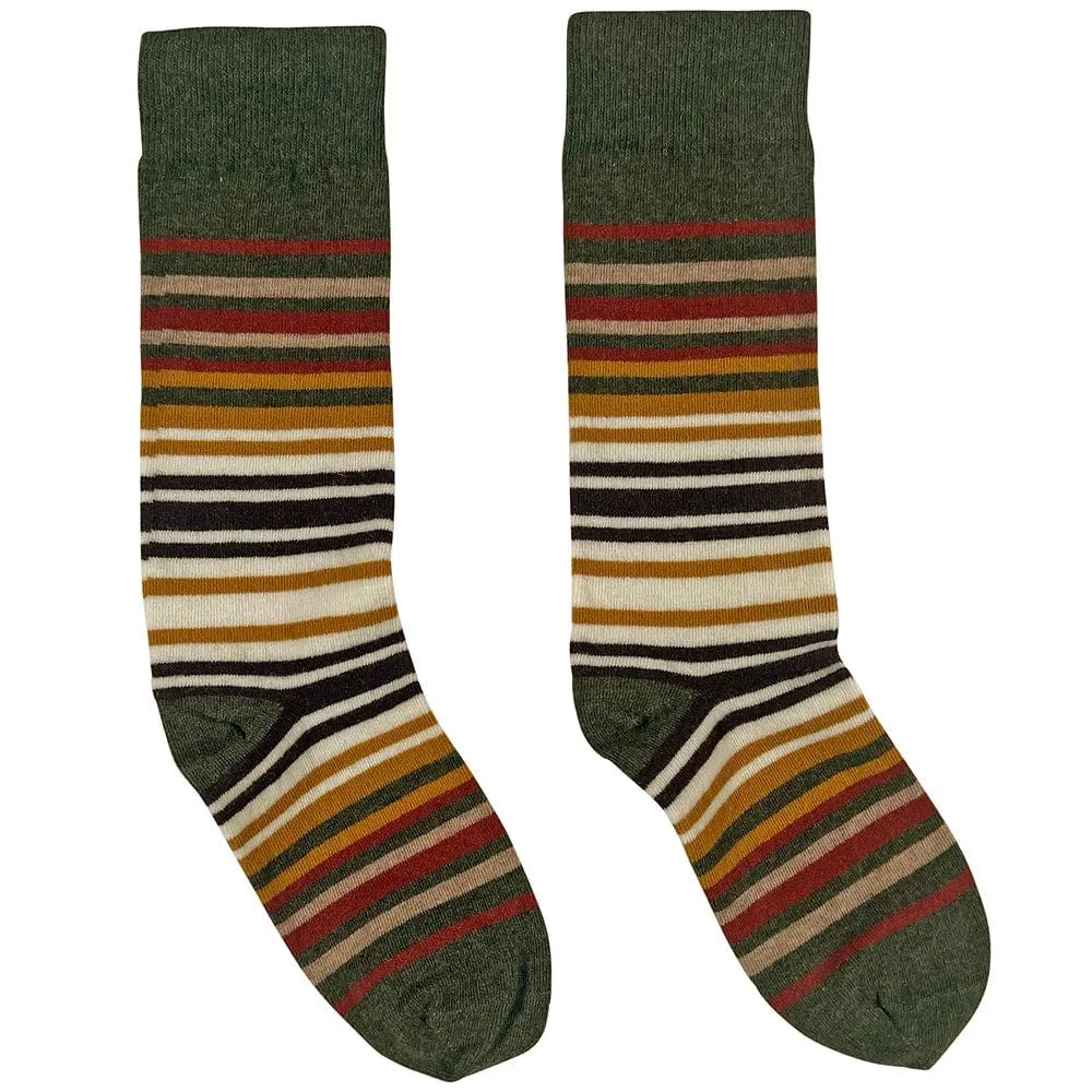 Festival Stripe Wool Sock - Green