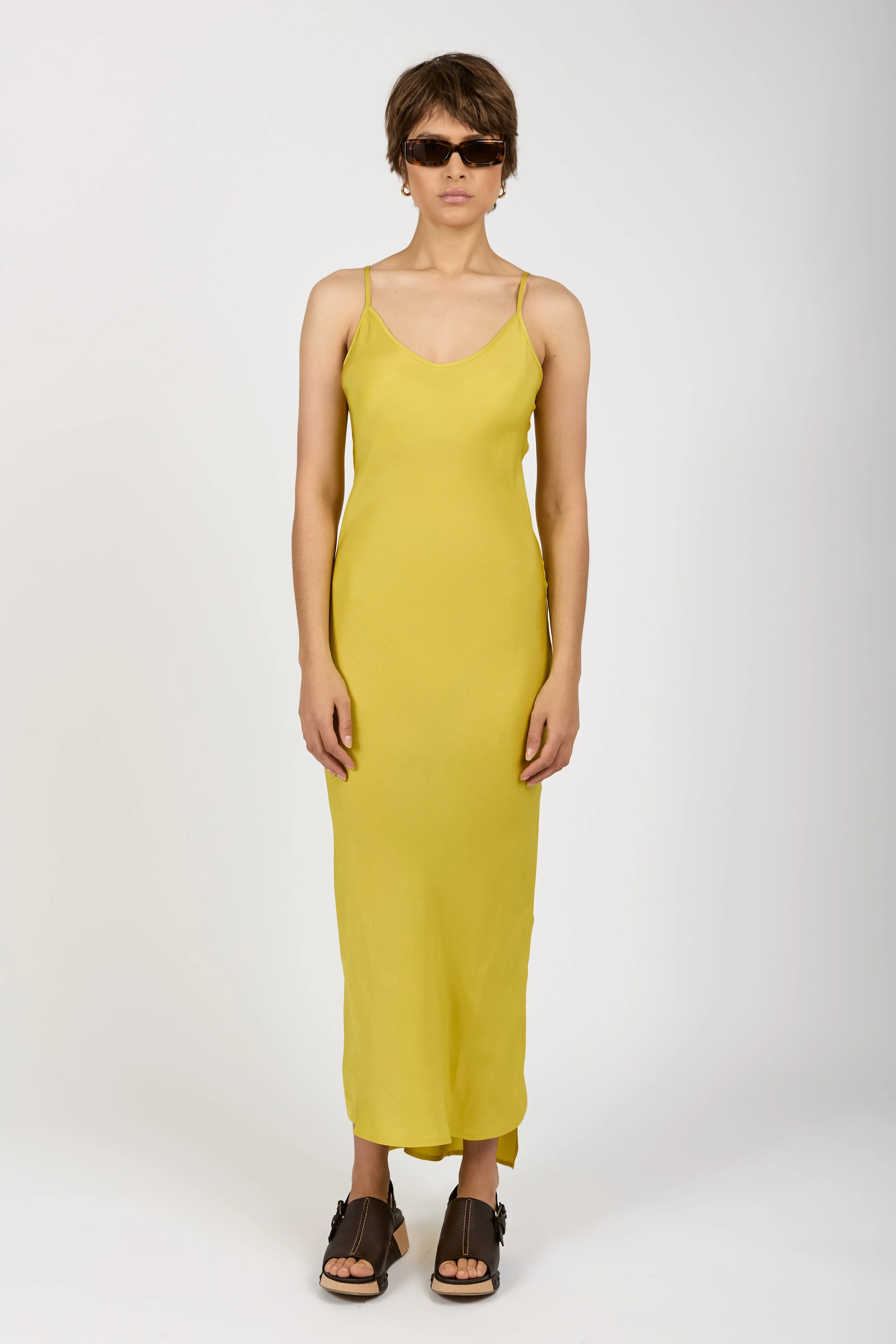 Fitted Maxi Slip Dress in Canary