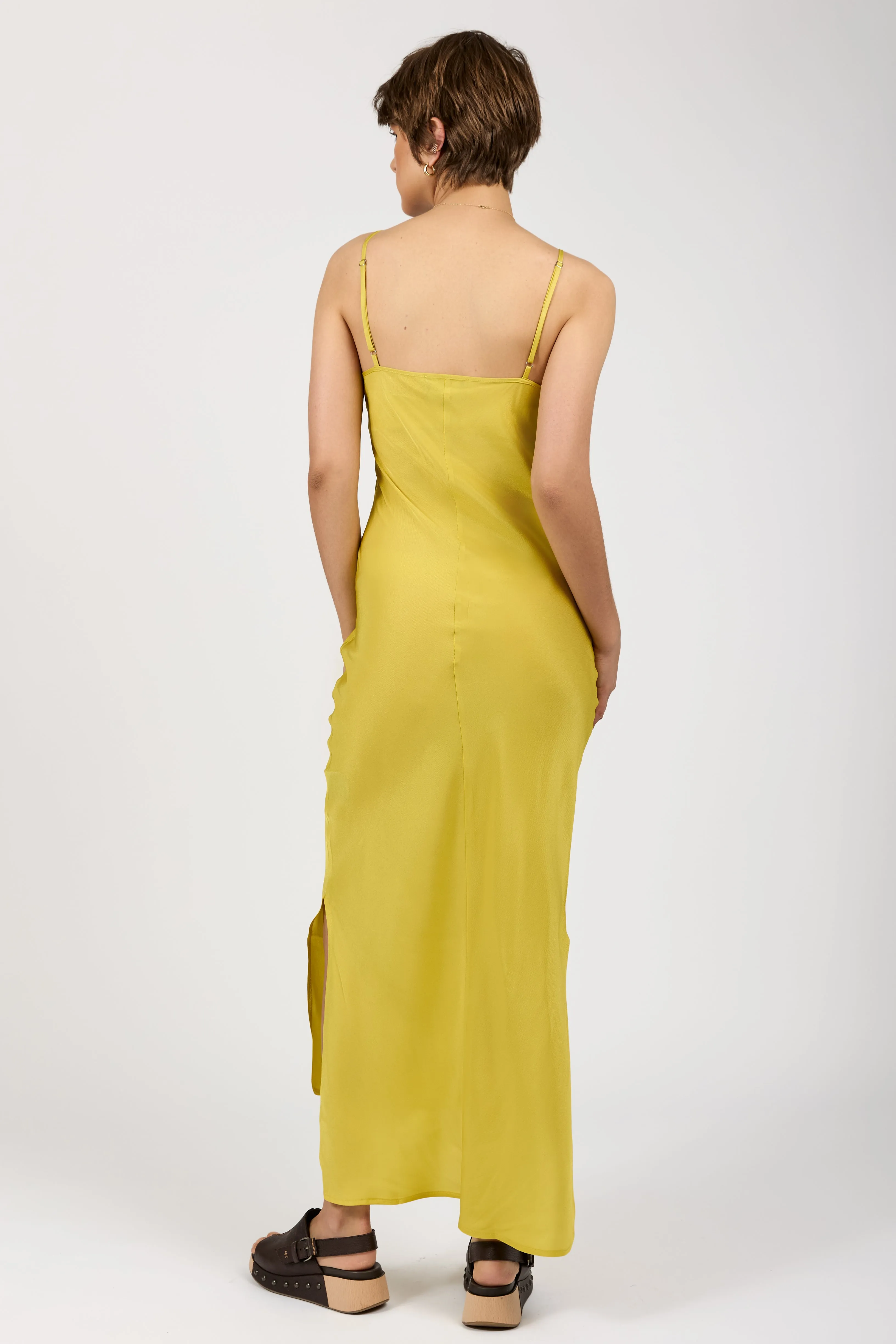 Fitted Maxi Slip Dress in Canary