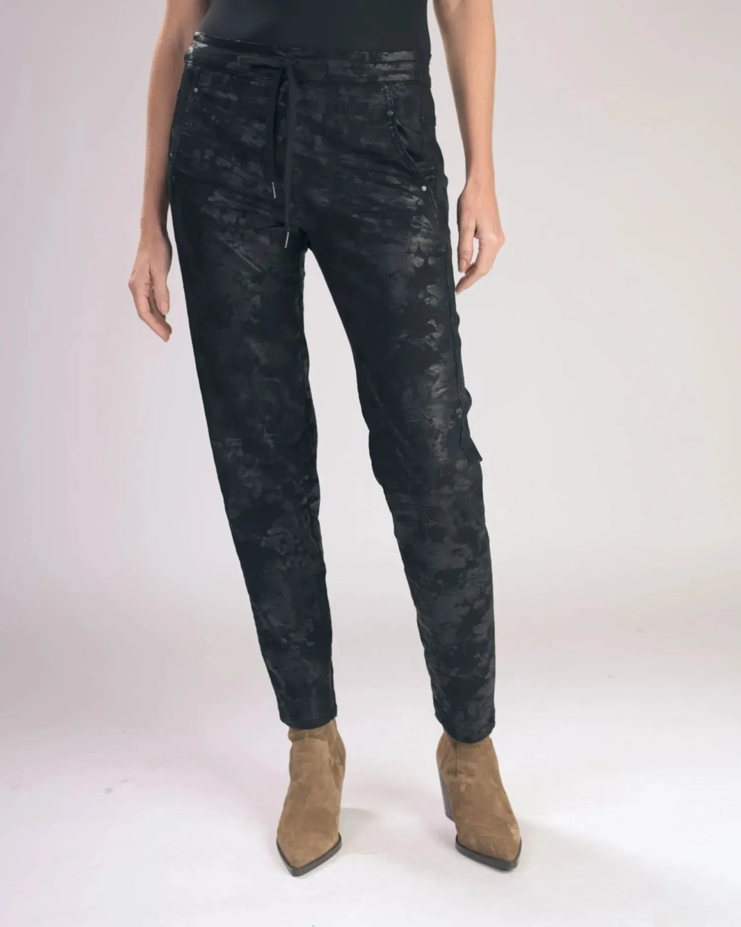 Floral Iconic Stretch Jeans, Black