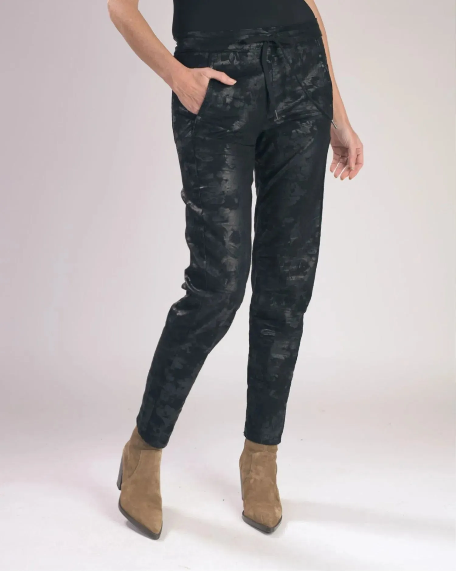 Floral Iconic Stretch Jeans, Black