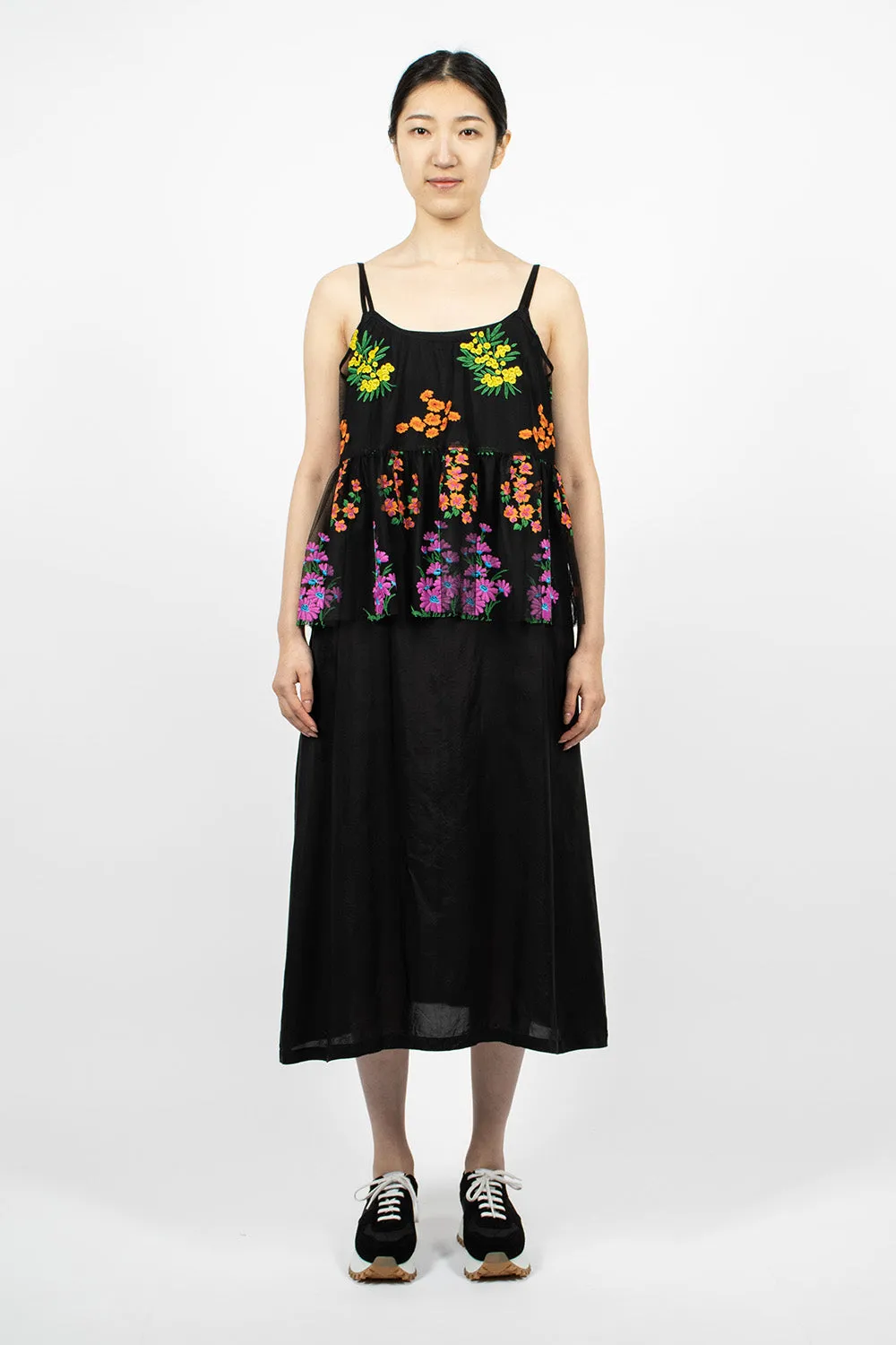 Floral Overlay Dress Black