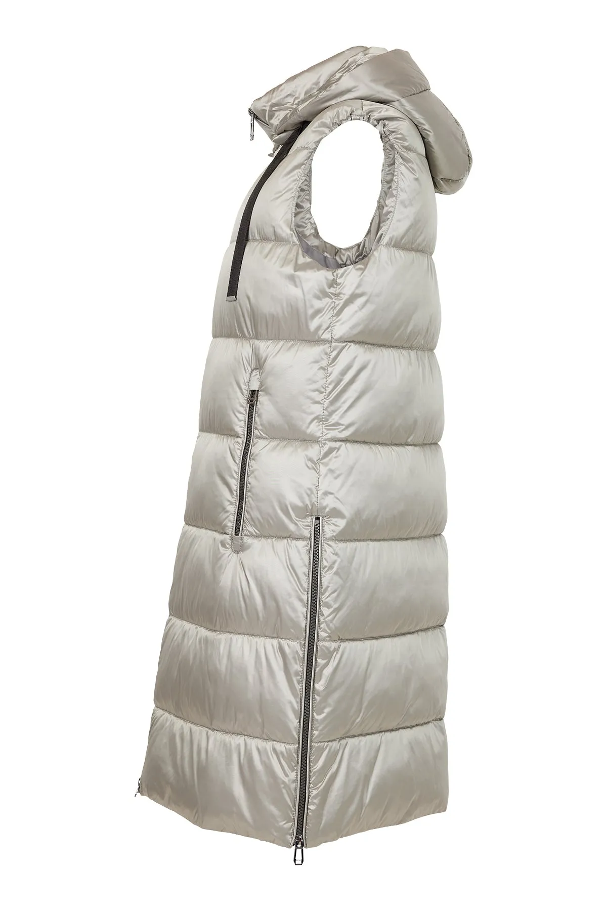 Frandsen Padded Longline Gilet in Silver