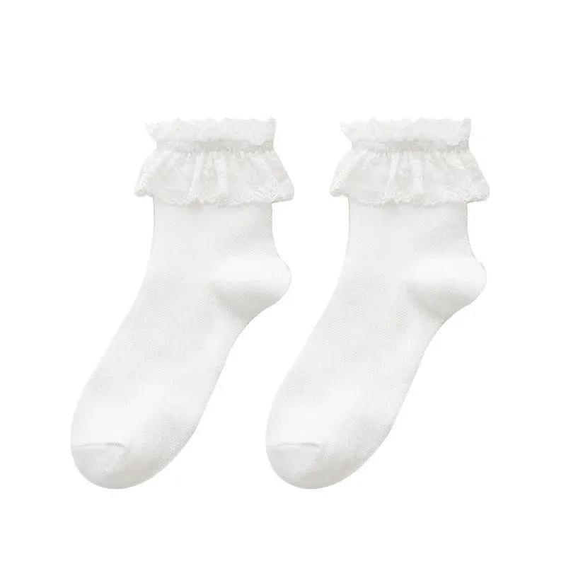 Frilly Crew Sock | Lace Crew Socks With Ruffle | Lolita Outfits