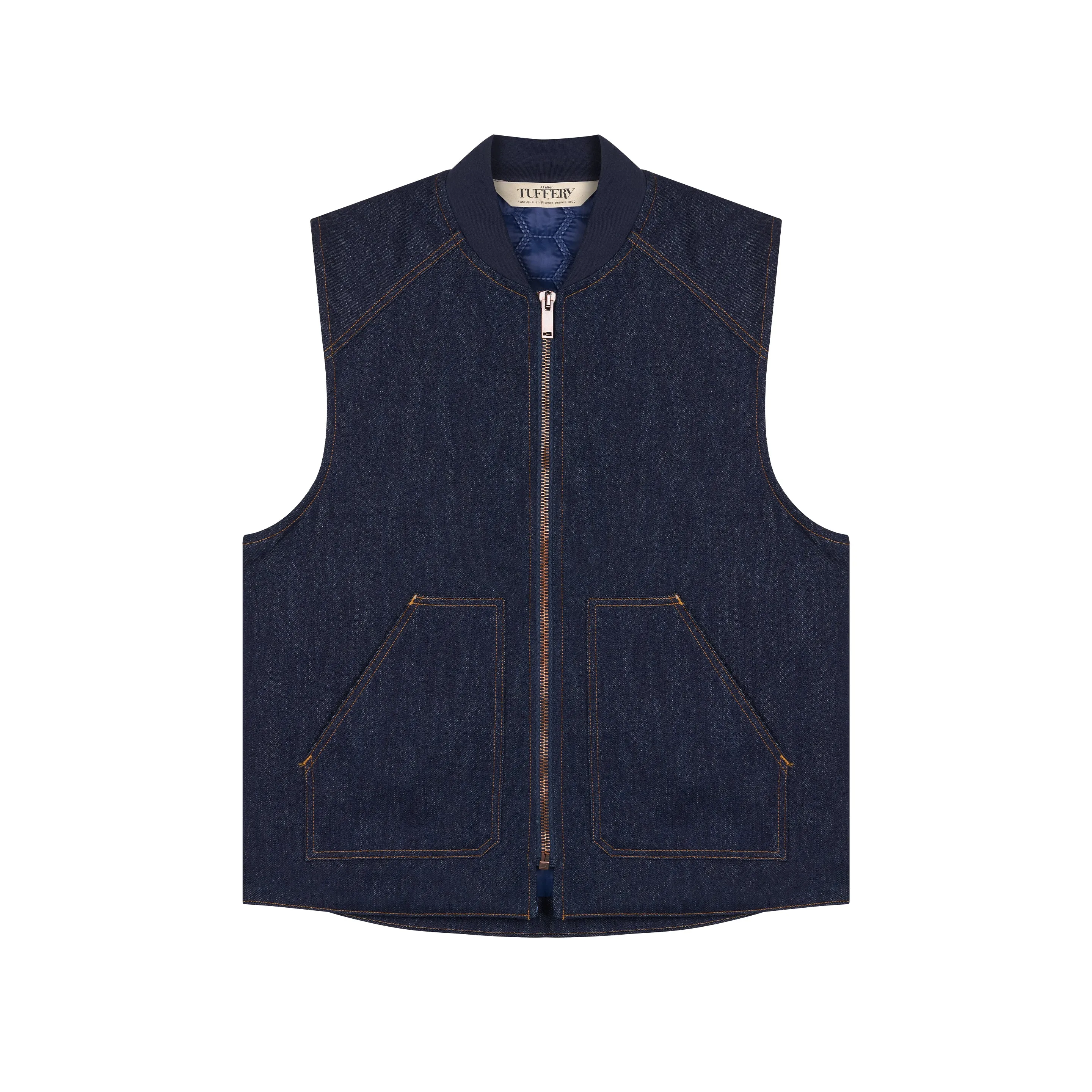 Gilet sans manches en jean brut doublé laine