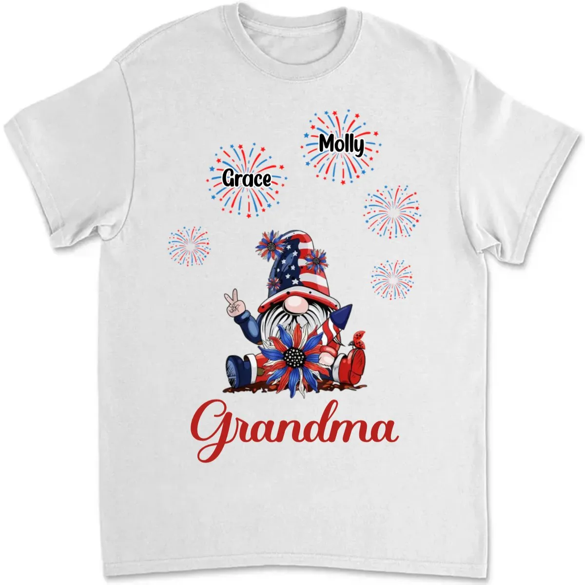 Grandkids - Grandma Dwarf Firecracker Grandkids - Personalized T-shirt