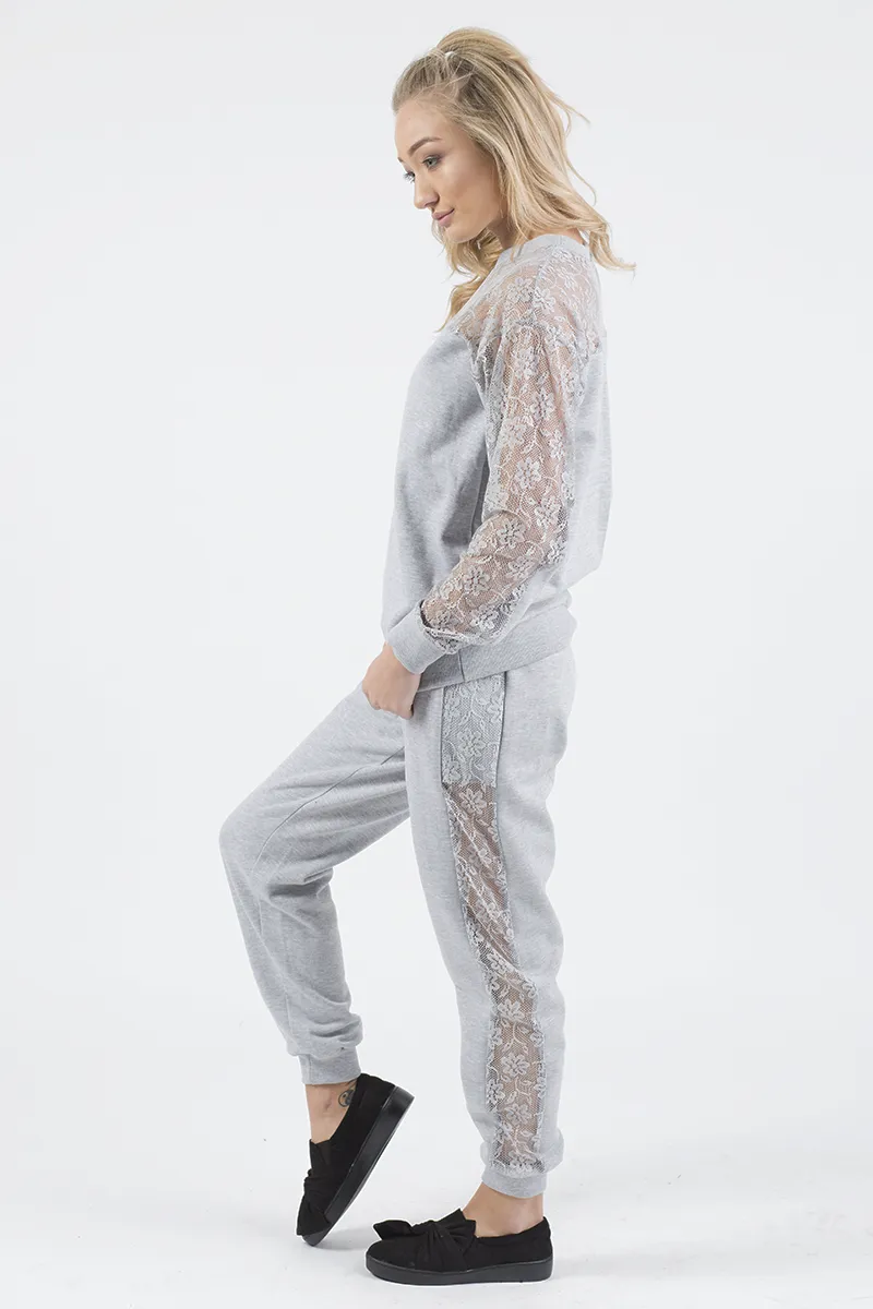 Grey Lace Insert Tracksuit - Mila