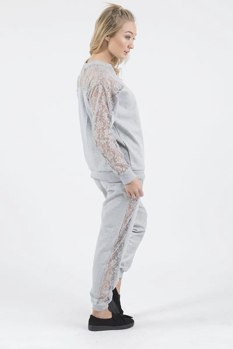 Grey Lace Insert Tracksuit - Mila