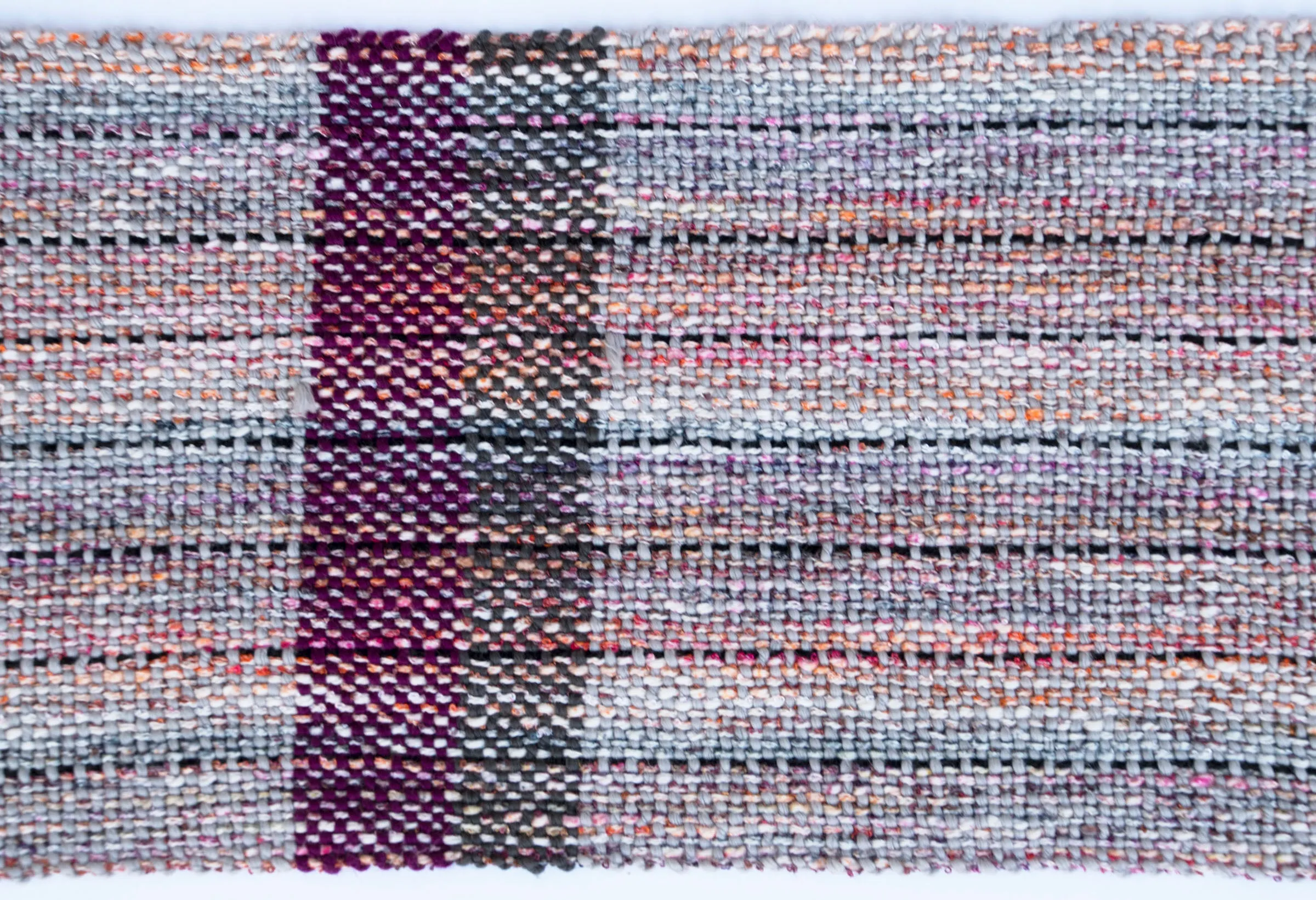 Handwoven Scarf, "Gray Stripes," 7" x 61"