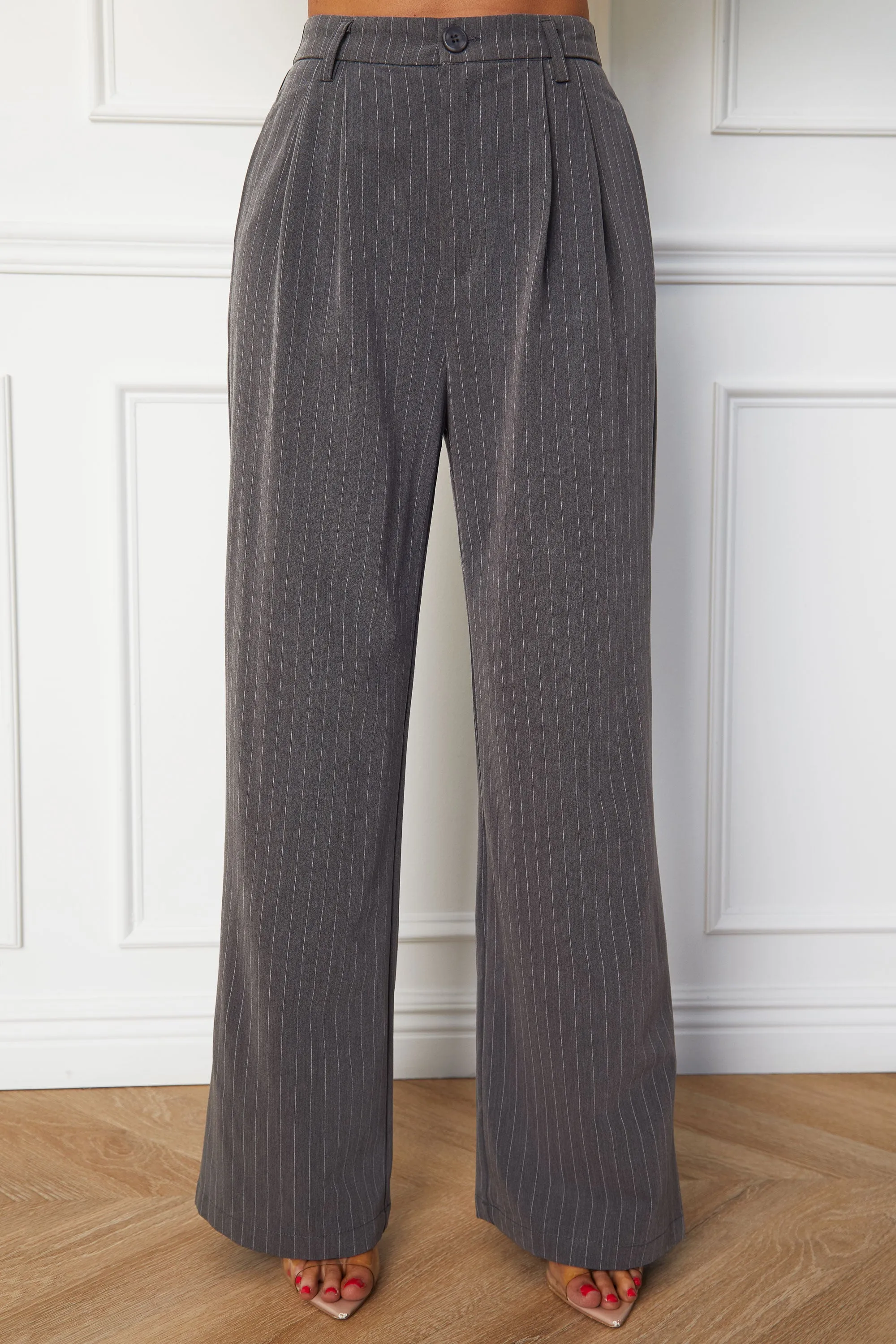 Harper Grey Pinstripe Straight Pants