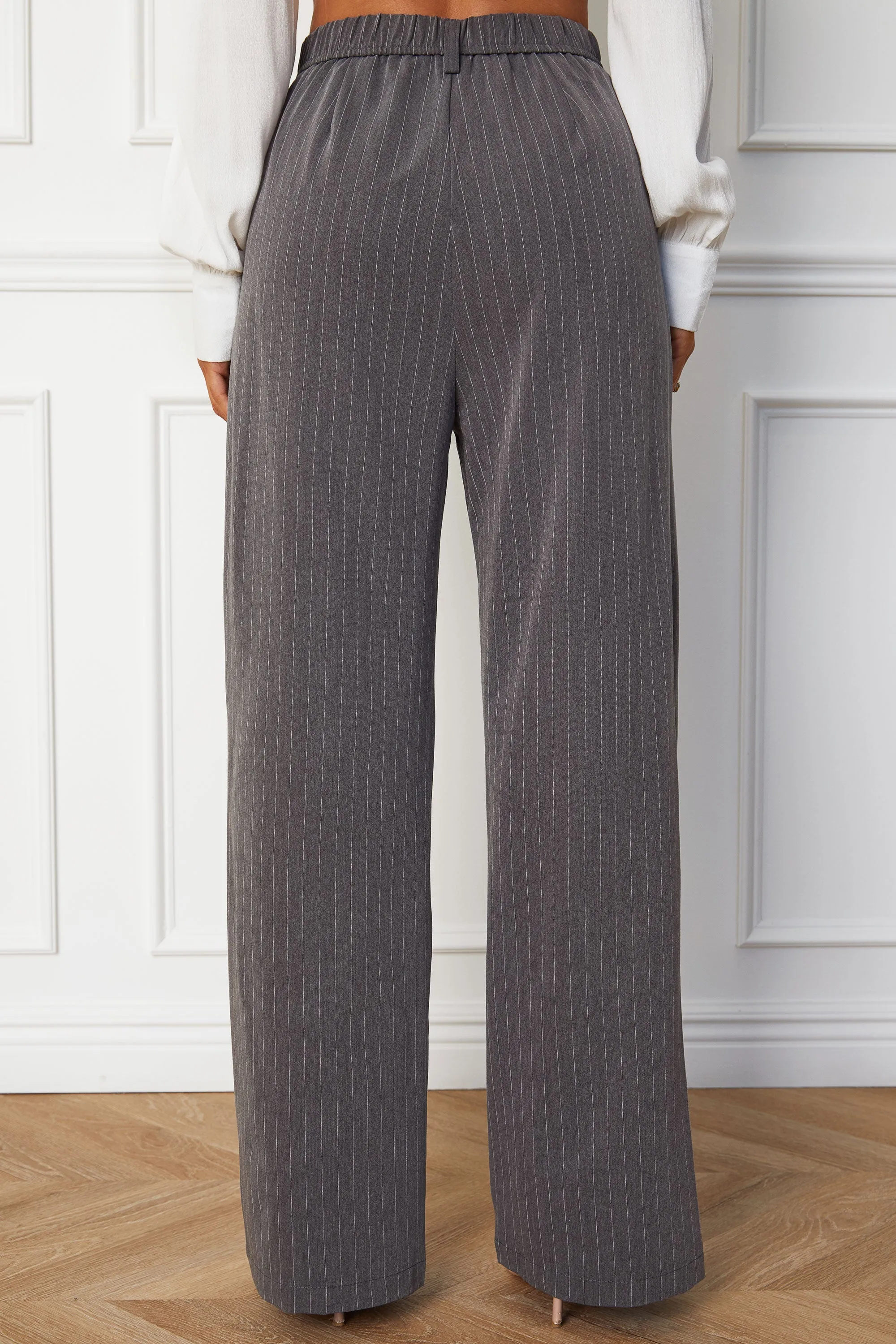 Harper Grey Pinstripe Straight Pants