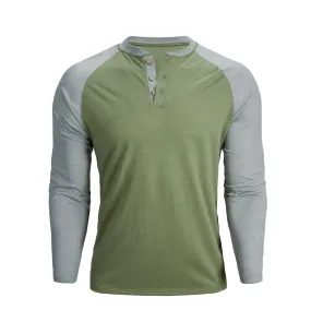 HENLEY BUTTON RAGLAN LONG SLEEVE HENLEY SHIRT