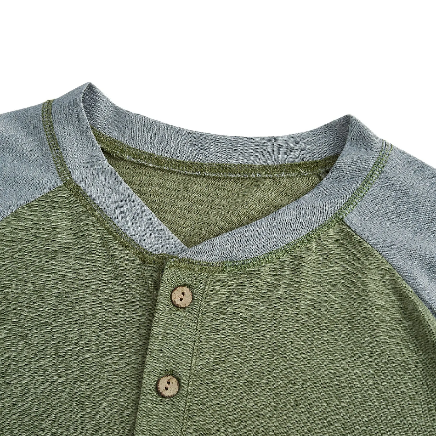 HENLEY BUTTON RAGLAN LONG SLEEVE HENLEY SHIRT