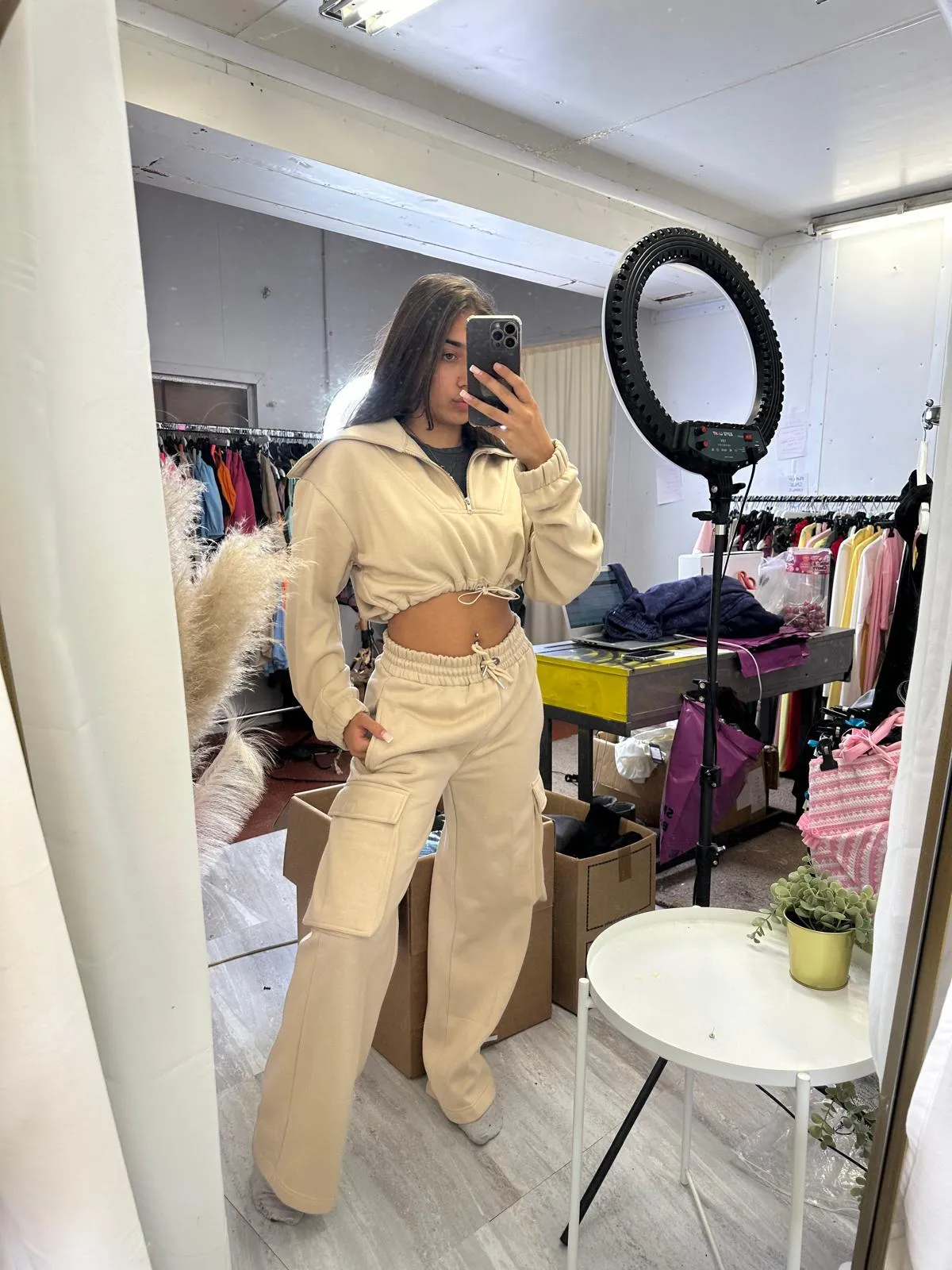 High waist hoodie and cargo jogger loungewear