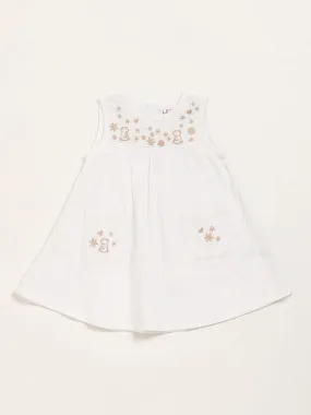 HOP Baby White Embroidered A-Line Dress