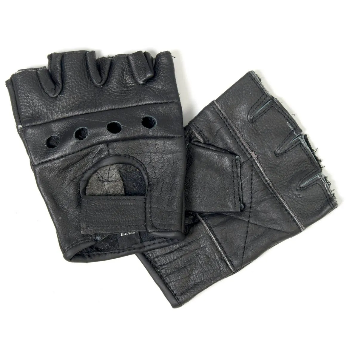 Hot Leathers GVM1004 Unlined Fingerless Leather Gloves with Padded