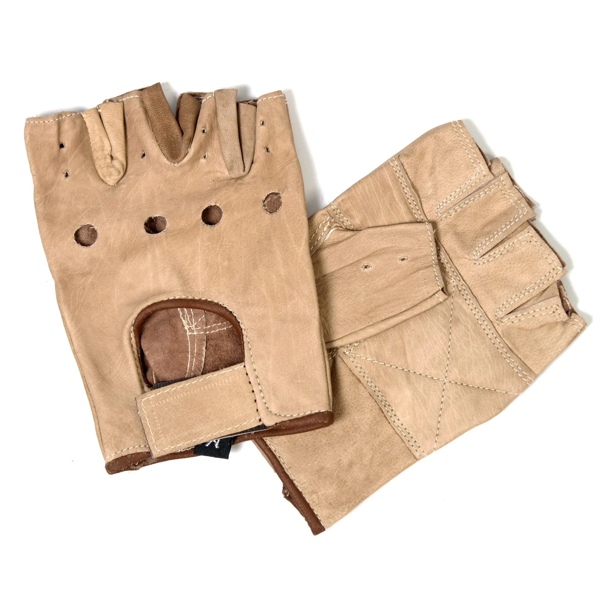 Hot Leathers GVM1005 Brown Unlined Fingerless Leather Gloves with