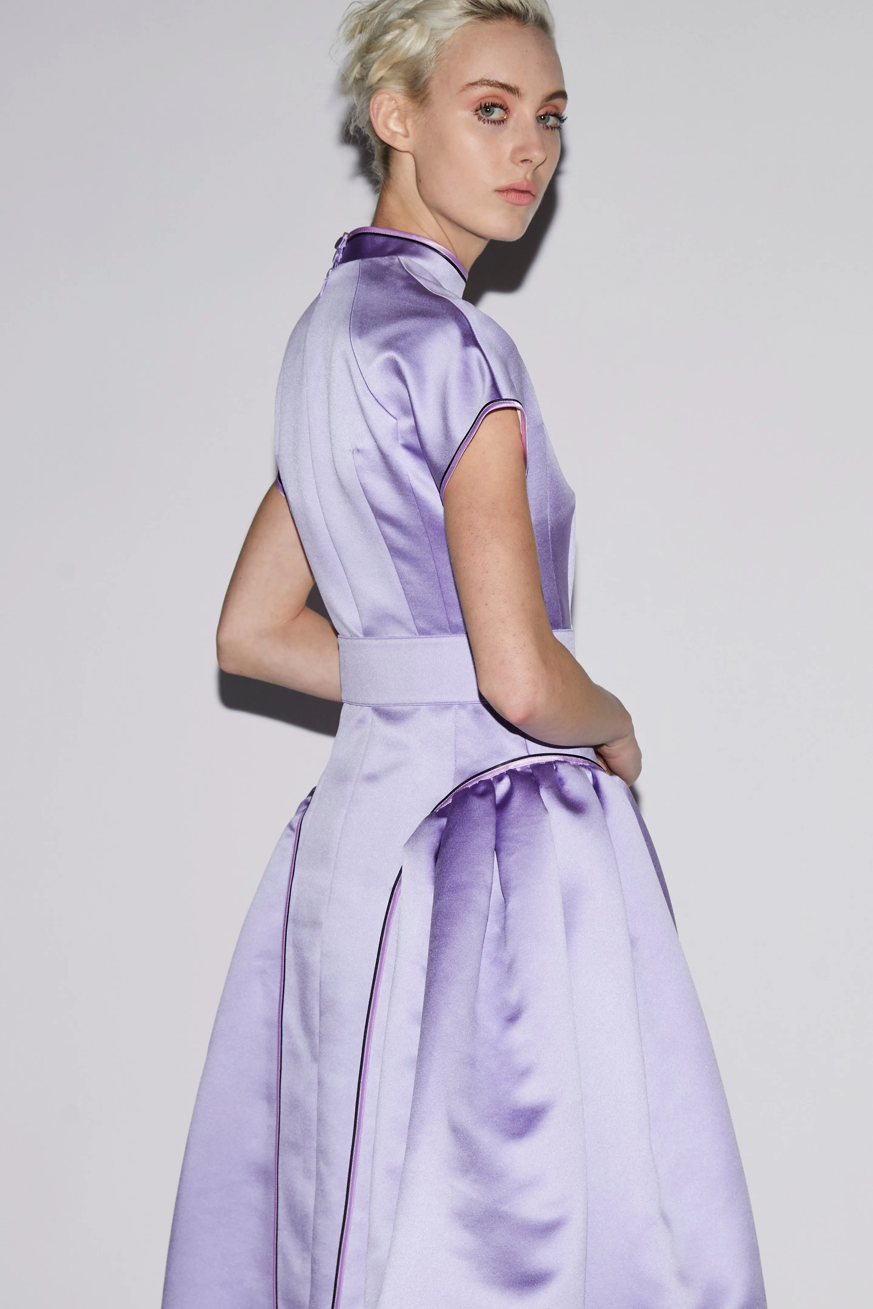 HUANG DRESS LILAC SATIN