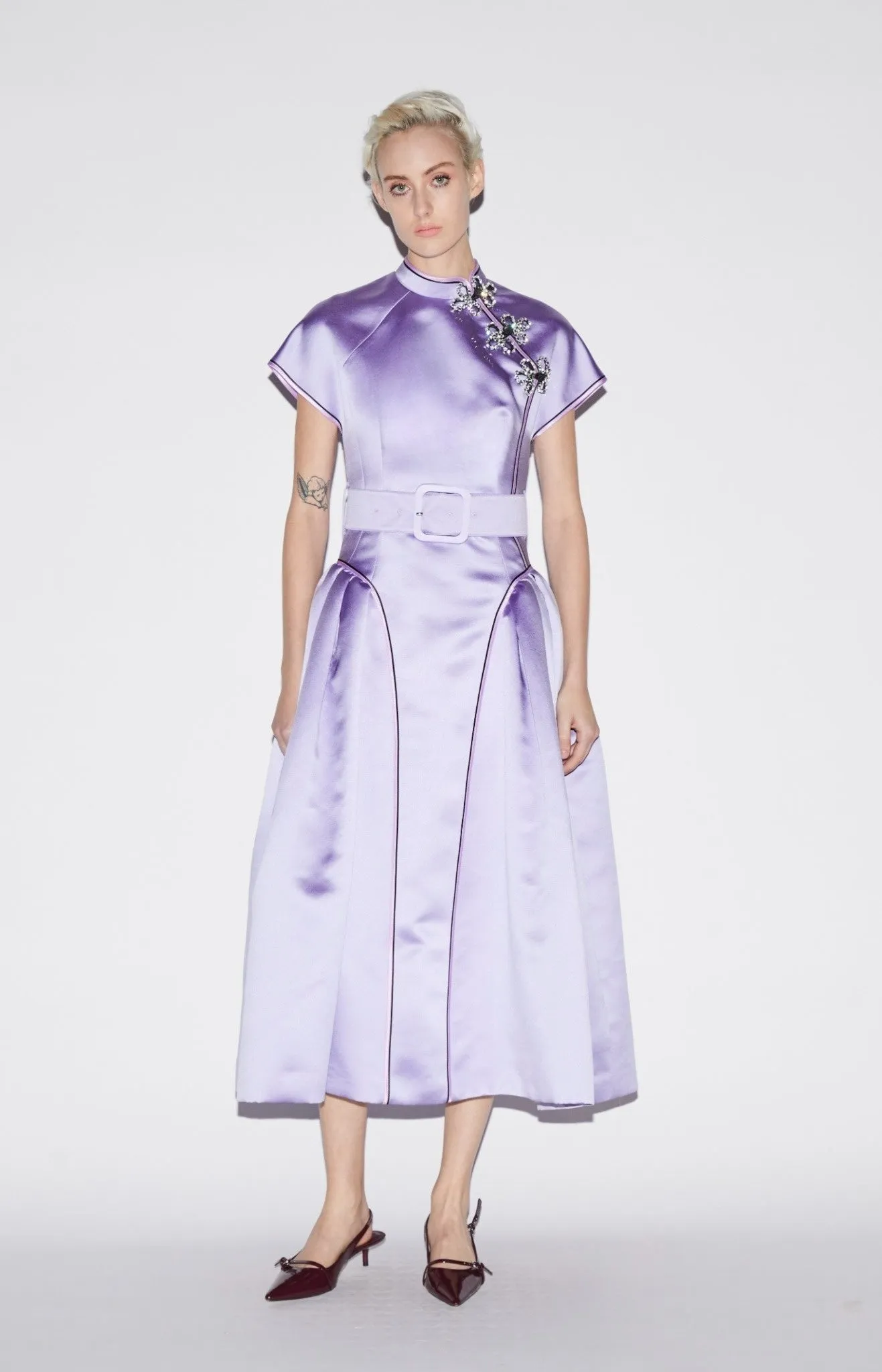 HUANG DRESS LILAC SATIN