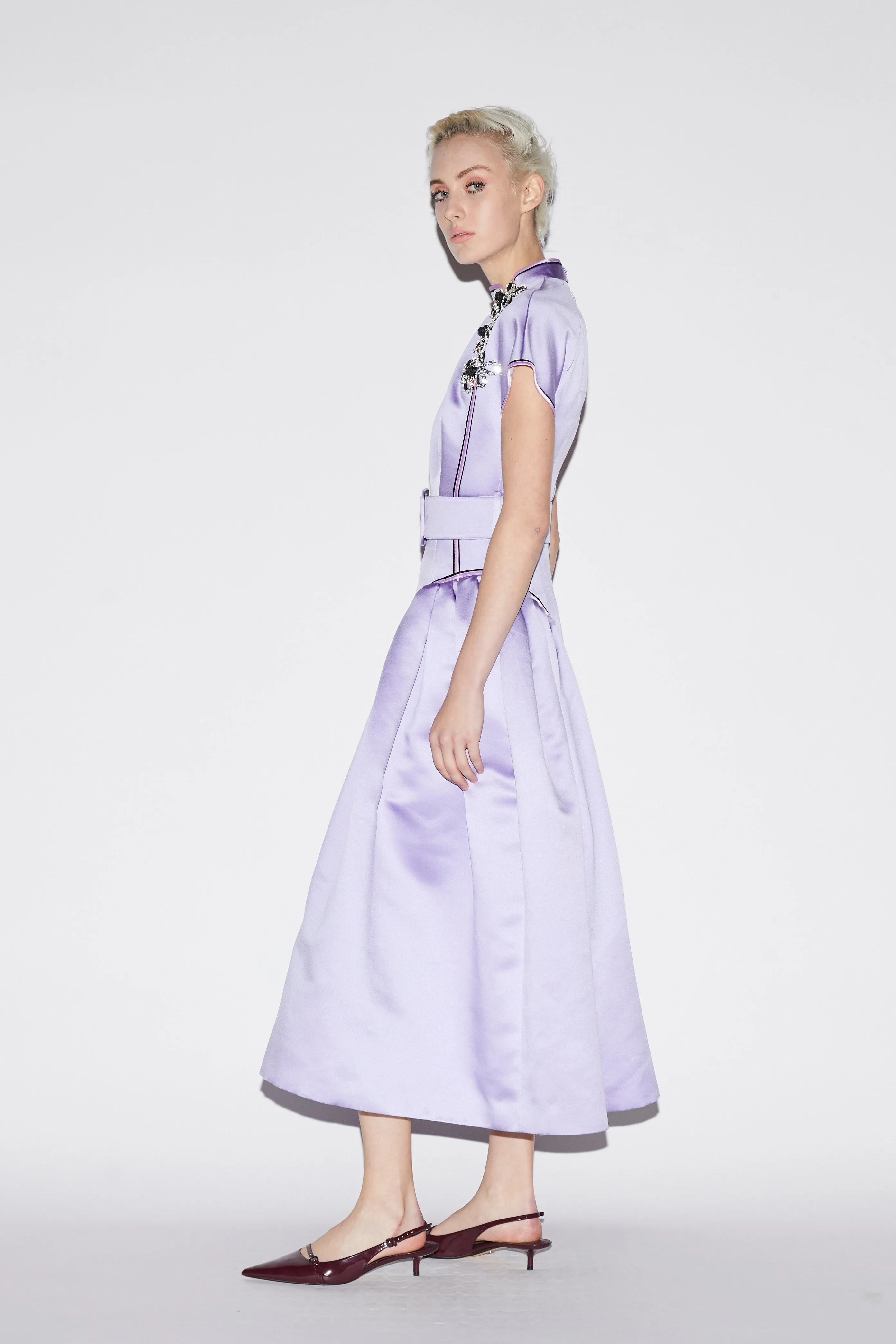 HUANG DRESS LILAC SATIN