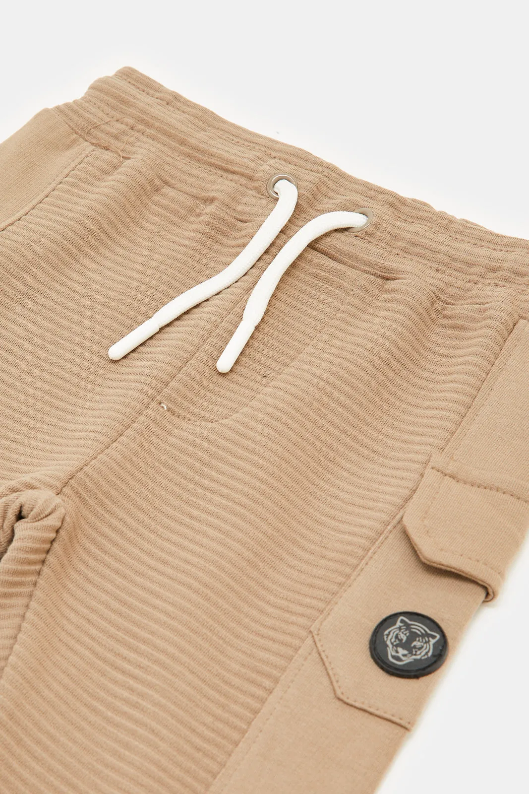 Infant Boys Beige Cargo Track Pants