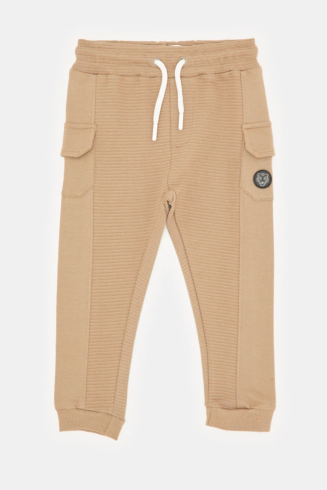 Infant Boys Beige Cargo Track Pants