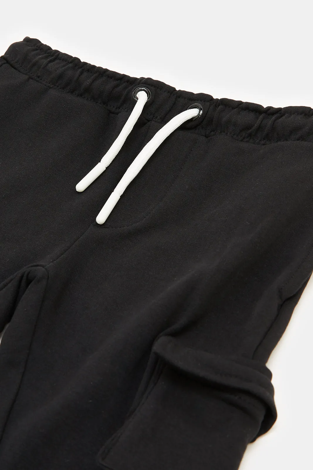 Infant Boys Black Cargo Track Pants