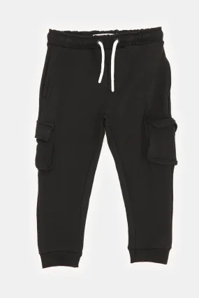 Infant Boys Black Cargo Track Pants