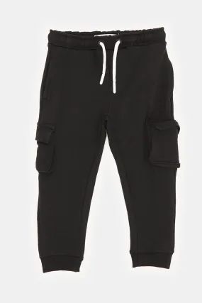 Infant Boys Black Cargo Track Pants