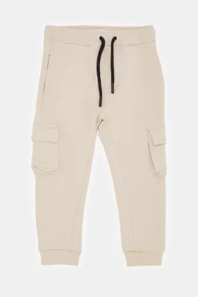 Infant Boys Cream Cargo Track Pants