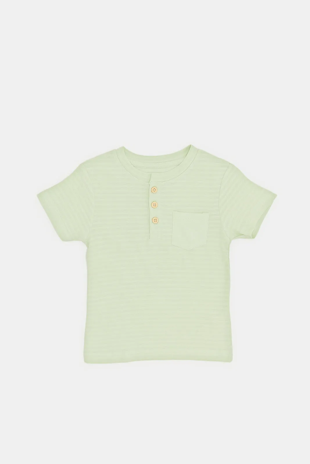 Infant Boys Mint Jacquard Henley T-Shirt