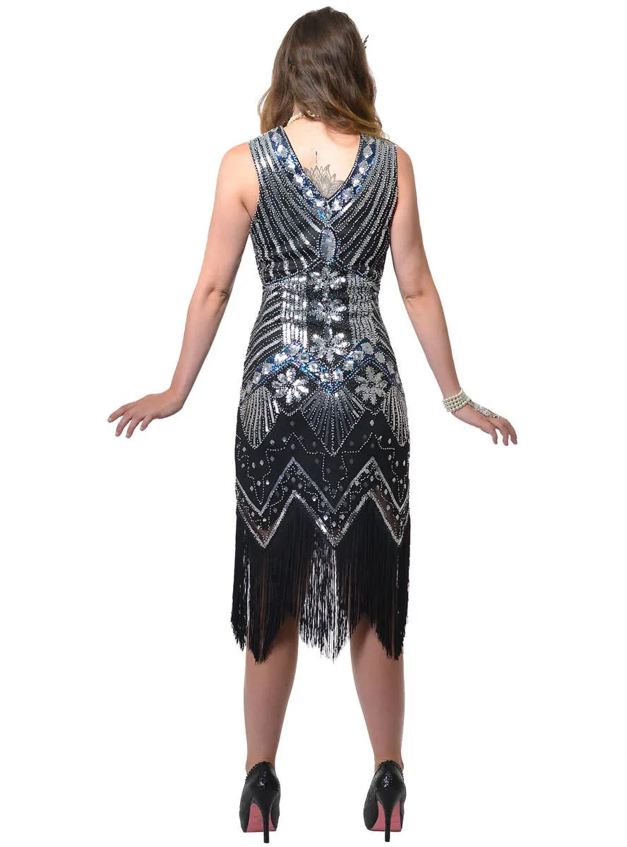 Iridescent Black 1920s Deluxe Womens Gatsby Dress Costume