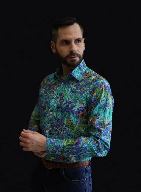 IRISES BY VAN GOGH PRINTED SHIRT