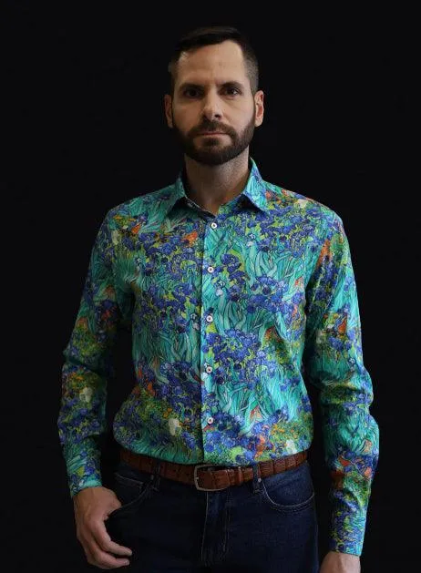 IRISES BY VAN GOGH PRINTED SHIRT