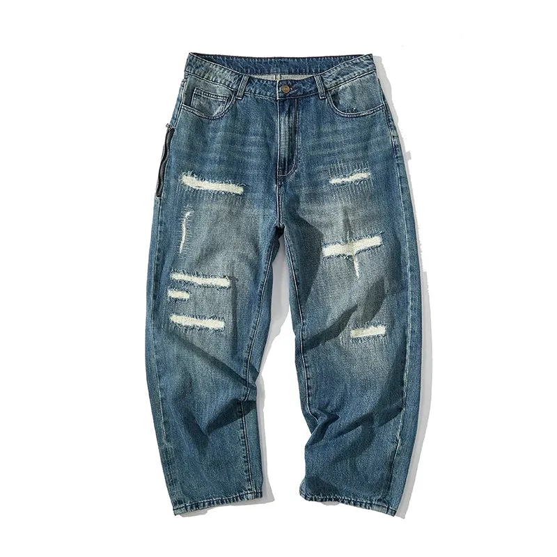 Japanese Streetwear Baggy Jeans For Men Vintage Denim Cargo Pants