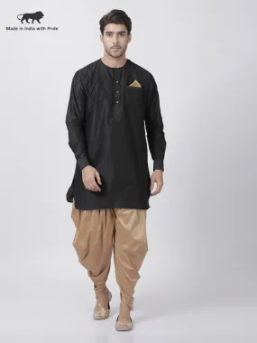 Jashvi Men's Black Cotton Blend Kurta and Dhoti Pant Set