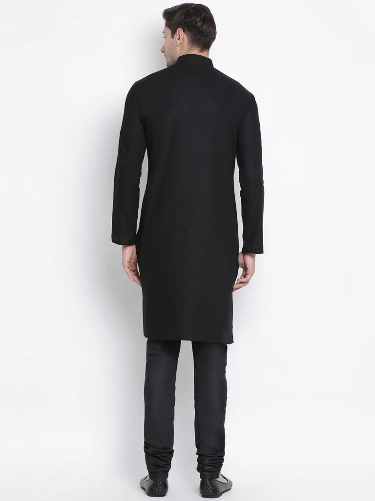 Jashvi Men's Black Cotton Kurta and Pyjama Set