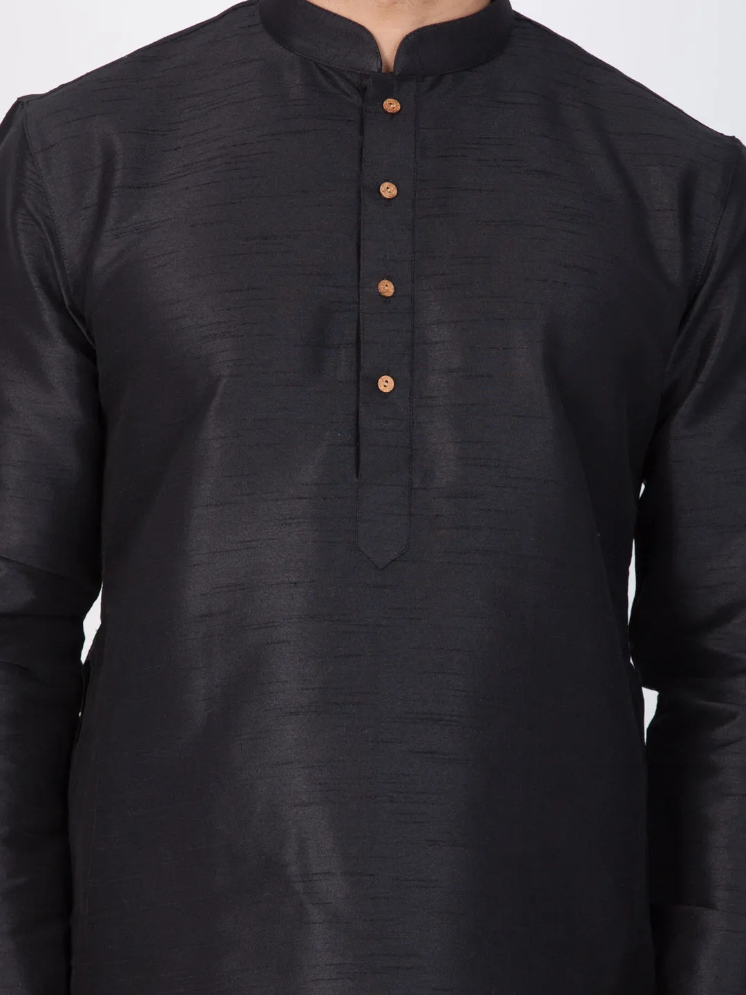 Jashvi Men's Black Cotton Silk Blend Kurta and Pyjama Set