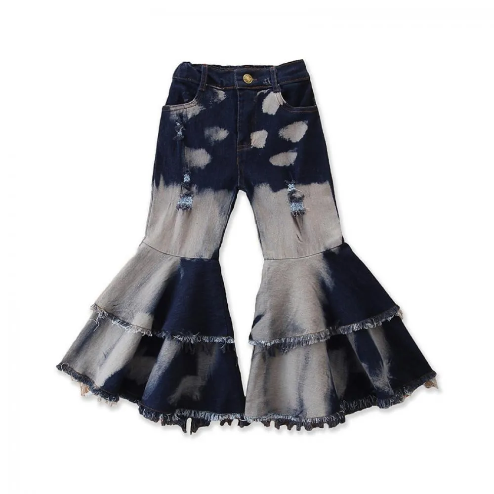 Jeans Children's Clothing Tie-dye Girls Street Shot Denim Flared Pants Wholesale Kids Clothes